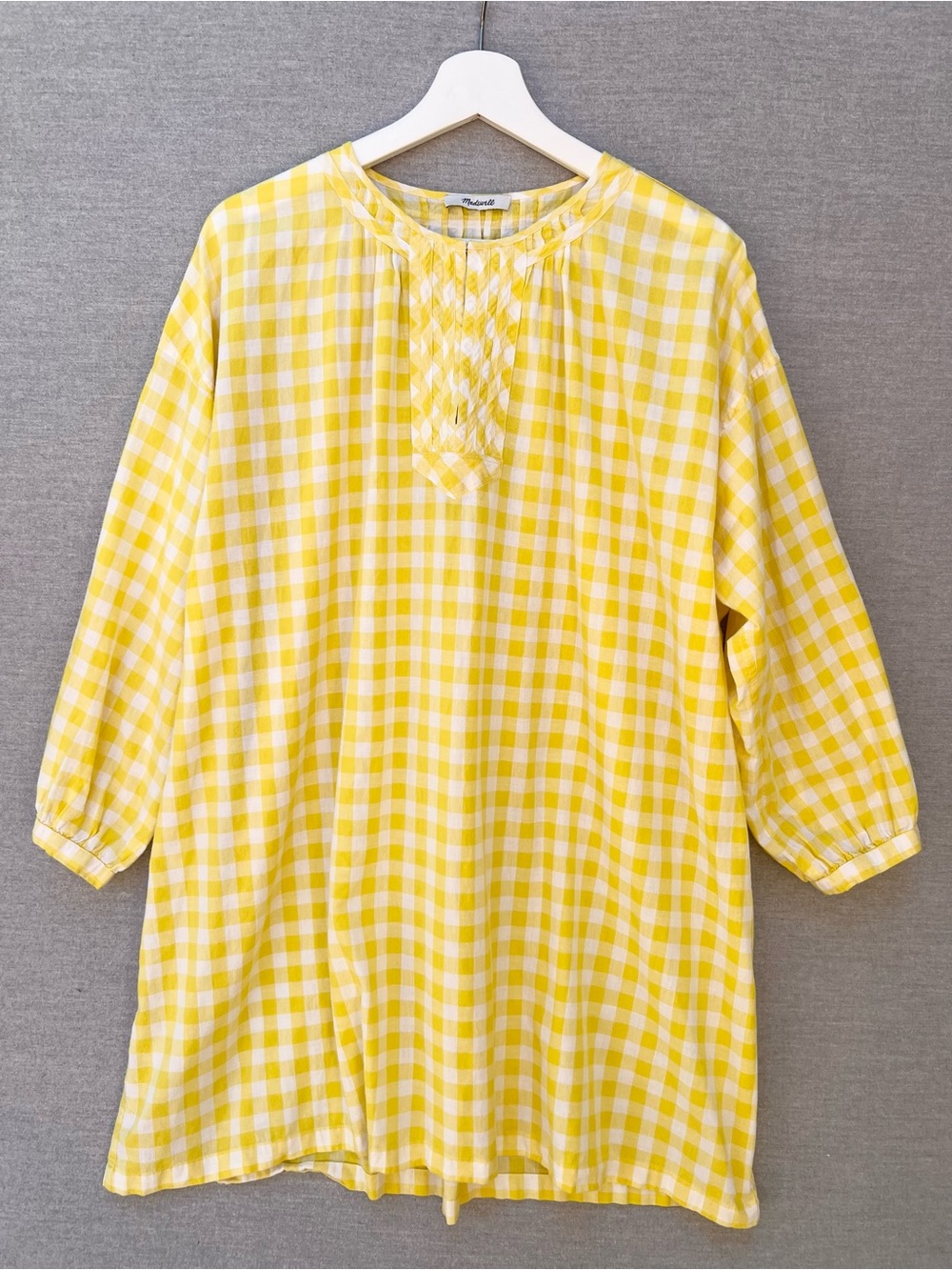 Yellow and White Madewell Gingham Tunic Top or Dress